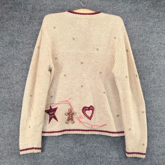 Christopher & Banks Hand Embroidered Sweater Womens Size M Tan Wool Blend - Picture 3 of 12